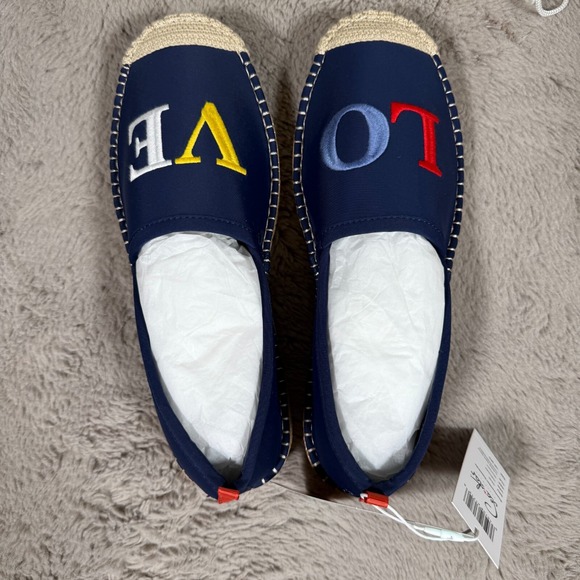 NWT Seastar Beachwear 'Love' Beachcomber embroidered Espadrilles Shoes  W11 Navy - Picture 2 of 8